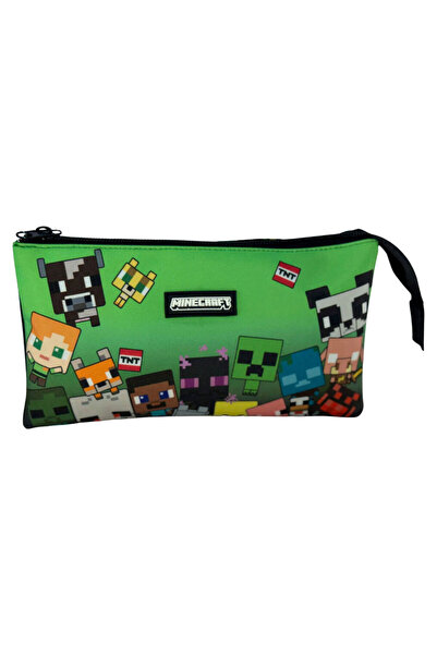 MINECRAFT Characters 3-compartment pencil case, 22 cm