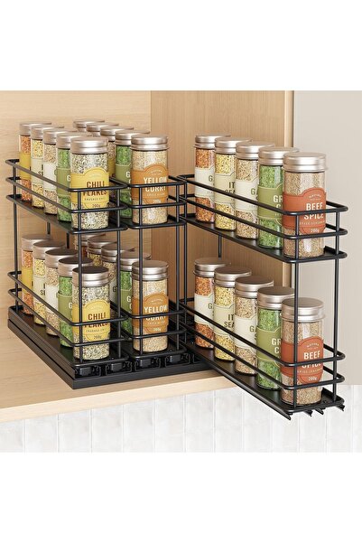 Dotail Set of 3 Sliding Spice Organizers, 2 tiers, adhesive, slides, 27 x 19 ...
