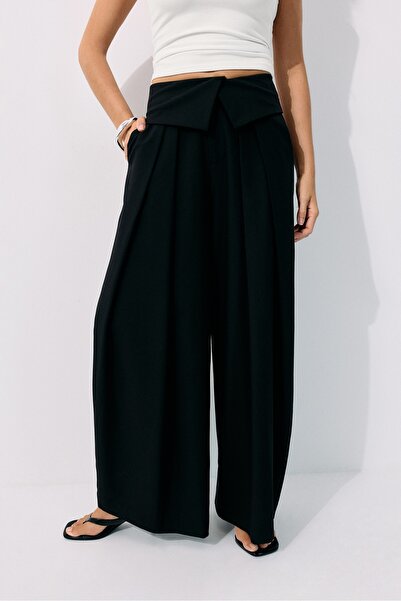 Stradivarius Kıvrık belli geniş paça pantolon