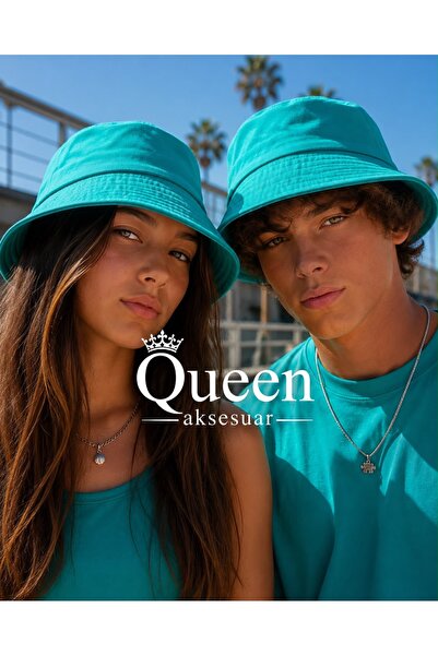 QUEEN AKSESUAR Unisex μονόχρωμο σμαραγδί πράσινο Bucket Hat Fisherman Hat Καλ...