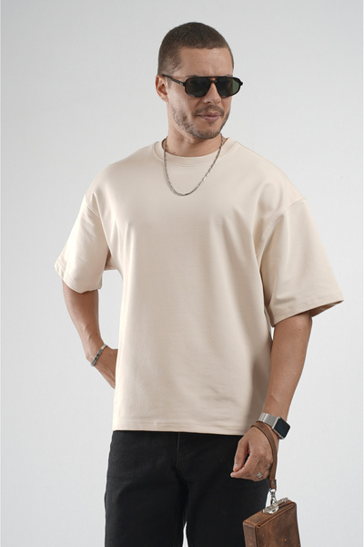 Butik Trend Biz Men's Oversize Basic 100% Cotton Short Sleeve T-Shirt