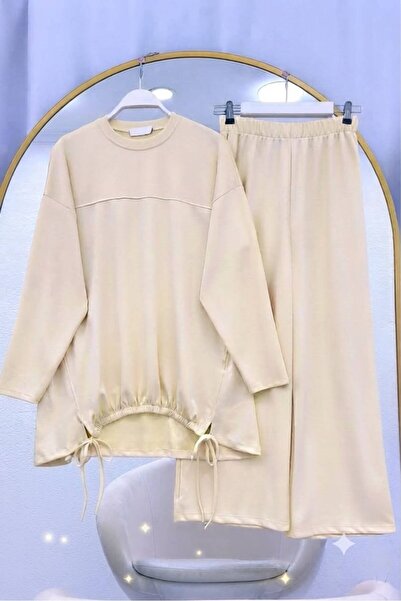 EC MODA Drawstring Detailed Two-Piece Suit with Trousers