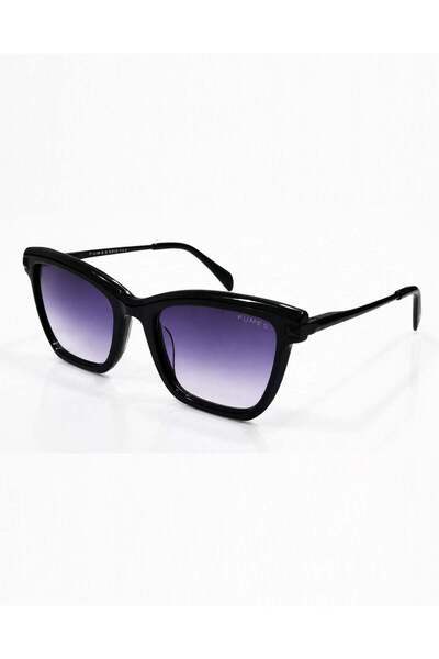 Fumes Celeste Women's Fashion Sunglasses | Gloss Black Frame with Purple Grad...