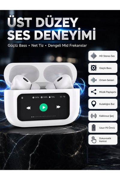 Eco Lounge Dokunmatik Ekranlı Bluetooth Kulaklık TWS İOS Android Tüm Telefonlara Uyumlu Kulaklık Yeni Nesil