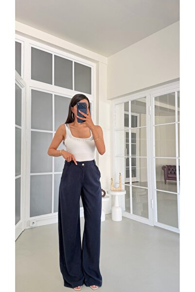 GAUS CO Lacivert Yıkamalı Tencel Denim Pantolon GAUS-01786