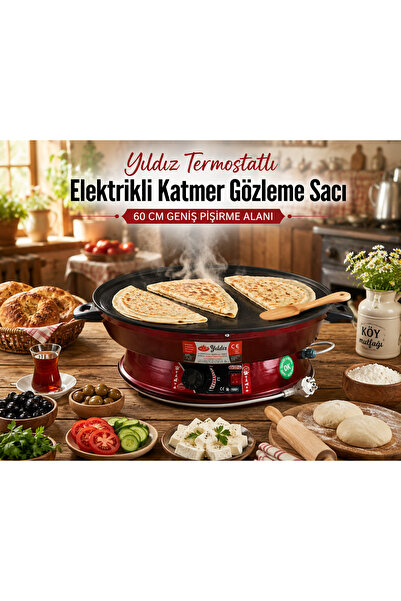 YILDIZ Termostatlı Elektrikli Katmer Gözleme Sacı 60 cm