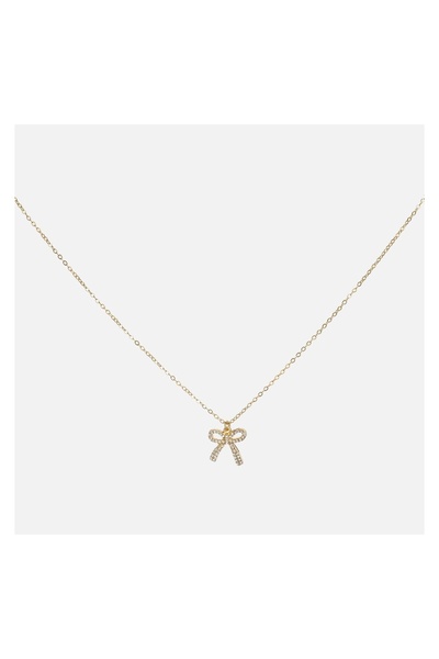 JEWELS Colier damă cu lanț, model stras, fundiță – bijuterie fină pentru ținu...