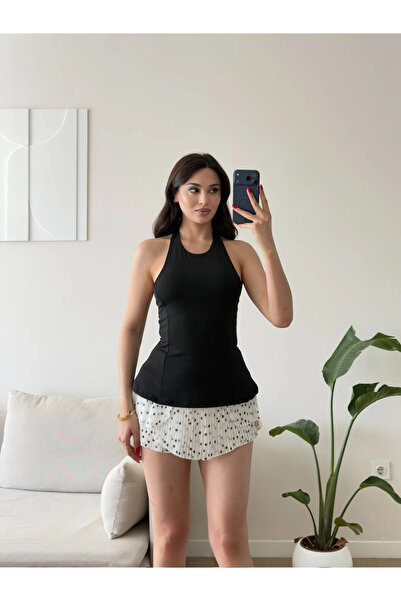 Zoom Butik Alessa Sırt Dekolteli Peplum Bluz - SİYAH