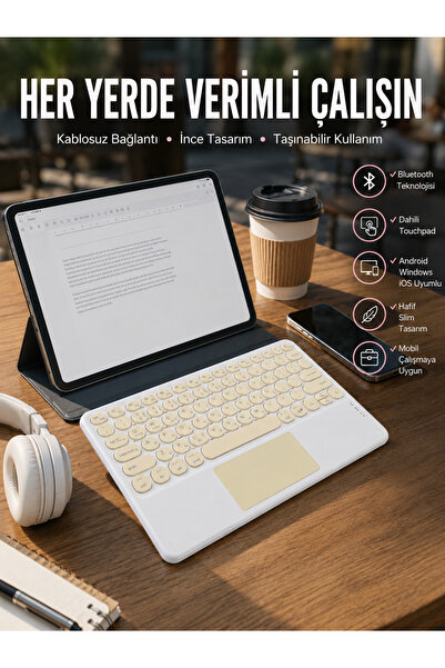 Lisinya Touchpad Uyumlu Bluetooth Klavye Slim Kablosuz Wifi Q Klavye -