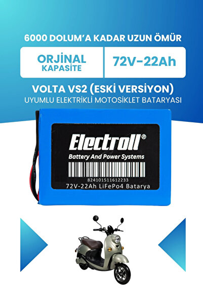 ELECTROLL Volta Vs2 (Eski Versiyon) Uyumlu Batarya (Standart Kapasite) LiFePO...