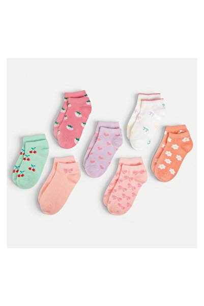 OEM Șosete scurte pentru copii, model inimi, set 7 perechi, mărimea 27-30 – v...