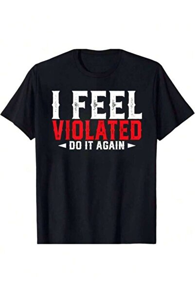4CR تي شيرت رجالي بطباعة مضحكة وساخرة بعبارة "I Feel Violated Do It Again"، م...