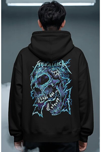 SEVBANO Hanorac premium oversize unisex cu imprimeu pe spate Metallica Rock M...