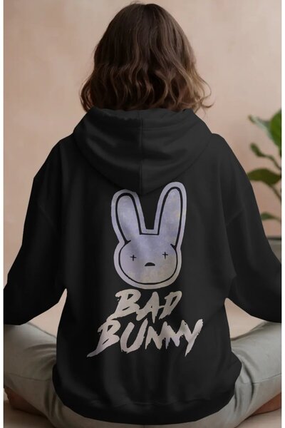 SEVBANO Bad Bunny Ράπερ Τραγουδιστής με στάμπα στην πλάτη Unisex Oversize Pre...