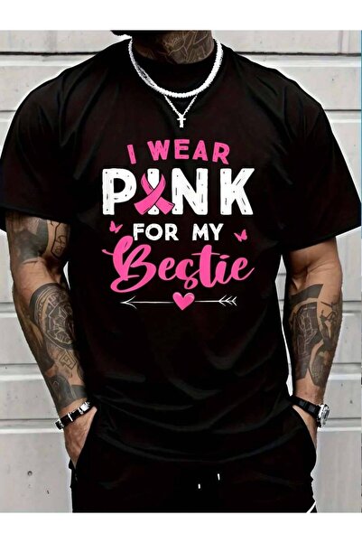 9TAY تي شيرت I Wear Pink For My Bestie Awareness Supporter مصنوع من القطن بنس...