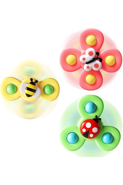 Arabest 3-Piece Suction Cup Spinner Toys,Spinning Top,Baby Bath Toy,Sensory T...