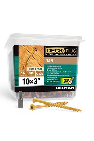 Generic Hillman Deck Plus 48419 Wood Screws #10 x 3", Tan, 5lb Box