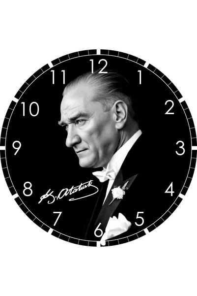 ASLAN DEKOR 60 Cm Dev Boy ATATÜRK Duvar Saati | 4 mm Temperli Cam | UV Baskıl...