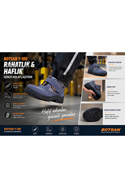 Botsan Y 100 HAFİF ÇELİK BURUNLU İŞ GÜVENLİK AYAKKABISI