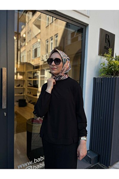 MissWhence 39028 Bisiklet Yaka Kadın Tunik Siyah