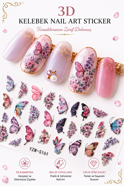 Sibelon Nail Art Sticker Kendinden Yapışkanlı Tırnak Dövmesi Takma Tırnak Süs...