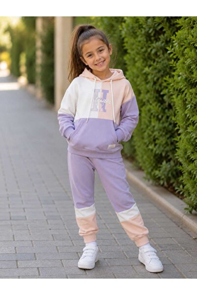 Hafez Kids Kız Çocuk Kapüşonlu 2'li Eşofman pijama Takımı