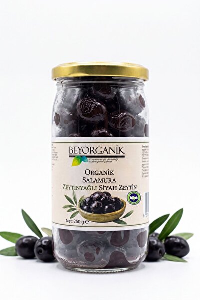 BEYORGANİK Organik Salamura Zeytinyağlı Siyah Zeytin 250 gr