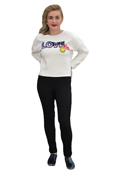OEM Bluza fashion, de culoare alba, din bumbac, cu paiete multicolore