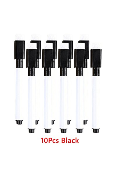 Choice12 10Pcs black Whiteboard Marker Pen Dry Erase Markers with Eraser Cap ...
