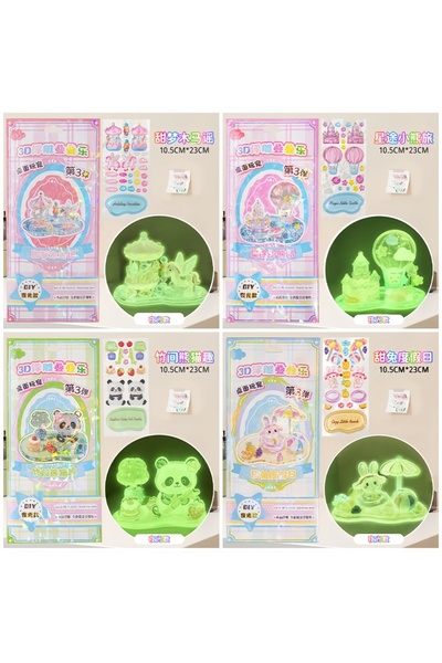 choice2 4Pcs Glow-In-The-Dark 3D Stickers, Glow-In-The-Dark Jenga Stickers, C...