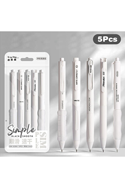 Choice A1-5Pcs 5/10Pcs Simplicity Gel Pen Set 0.5mm Black ink Solid Color Cut...