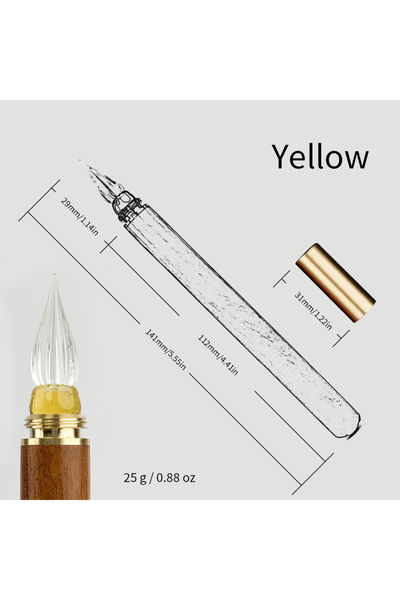 Choice3 Yellow SeamiArt 1pc Wood Handle Glass Dip Pen for Calligraphy Student...