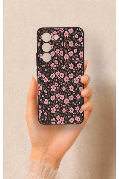 Vip Case Vivo V30 Lite Uyumlu Mini Pembe Çiçek Desenli Silikon Kılıf
