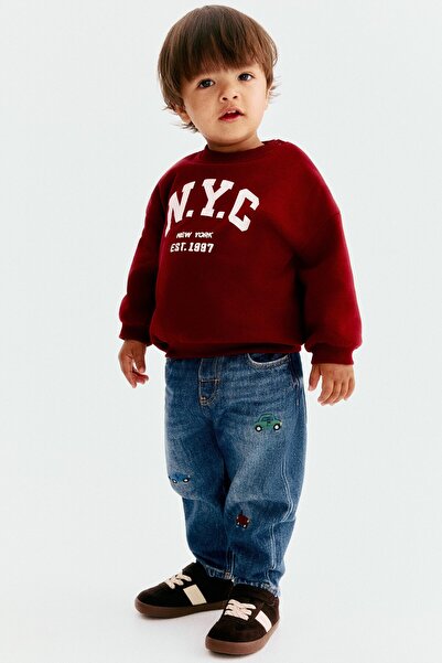 H&M İşleme Motifli Kot Pantolon