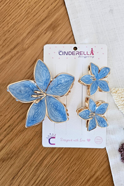 Cinderella مجموعة من 3 مشابك شعر نسائية فاخرة من مينيلي آيس بلو ليليبيا فلاور...