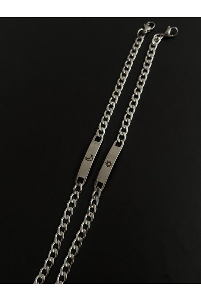 C&On Design Stainless Steel Moon and Sun Design Couple Bracelet Set for Lovers and Friends