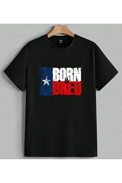 ELFERA Bred Flag Design Textile Printed Unisex Oversize T-Shirt Black