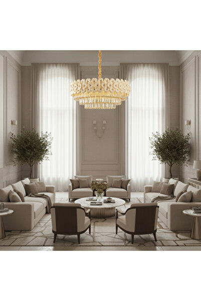 Alessandro DESIGN Candelabru Cristal PETAL Regalis 15xE14, D80 cm, Auriu, Ina...