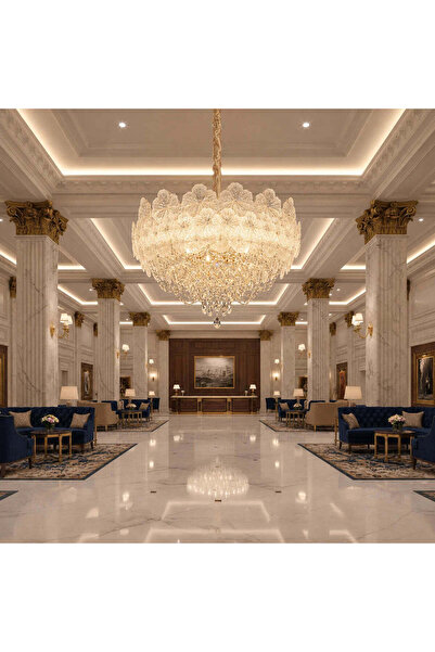 OEM CROWN Regalis Crystal Chandelier 21xE14, Διάμετρος 80cm, Ύψος 45cm, Γυαλι...