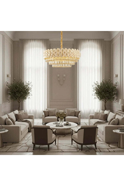 OEM PETAL Regalis Crystal Chandelier 15xE14, D80 cm, Χρυσό, Ρυθμιζόμενο Ύψος,...