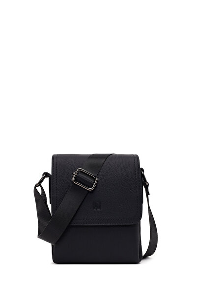 Derimod Men's Black Long Strap Leather Messenger Bag 25Wbd3540Ft
