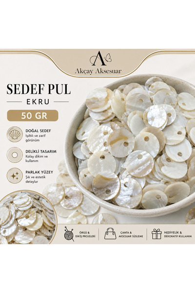 Akçay Aksesuar Sequins (50 Gr) - Ecru