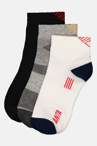 Anta Kids Boy 3 Pairs Brand Logo Ankle Socks, Multicolor