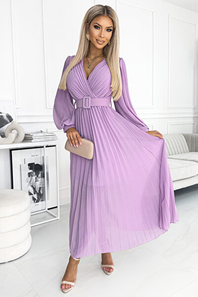 Numoco Rochie plisată cu centură și decolteu - HEATHER Casual
