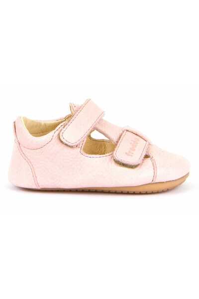 Froddo Sandale din piele tip barefoot cu velcro și talpă extra flexibilă, roz.