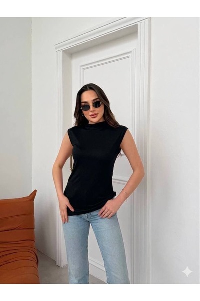 ELAY Fashion بلوزة نسائية أساسية ذات ياقة عالية