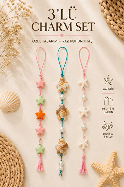 Liora De Mar 3-Piece Phone Charm and Bag Charm Set |   Phone Strap Bag Charm ...