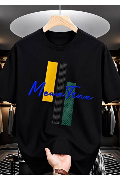EYMORA Black Blue Lettered Meawnvibe Blue Graphic Printed Unisex T-Shirt 100%...