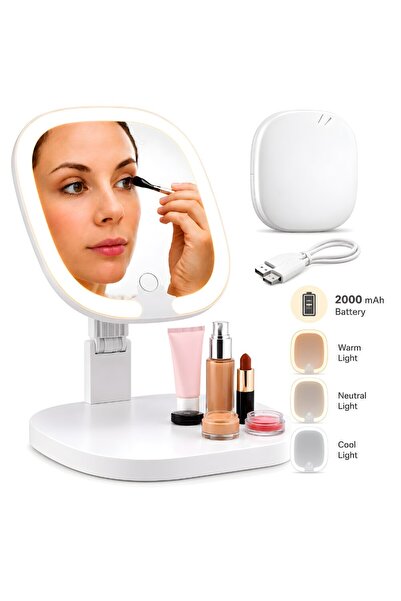 kd home Oglinda Cosmetica Cu LED Machiaj LumiGlow, Acumulator 2000 mAh, Touch...