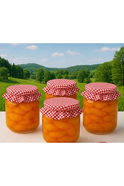 DARBOL 6-Piece Jar Lid Decoration, Gingham Fabric (Self-Adhesive Jar Lid Cover) Ideal for Standard Lids